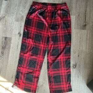 House of Harlow 1960‎ Sleepwear Red Black Plaid Pajama Pants Women’s XL  Satin